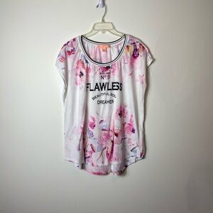 Rebellious One Flawless Floral Tee - White and Pink